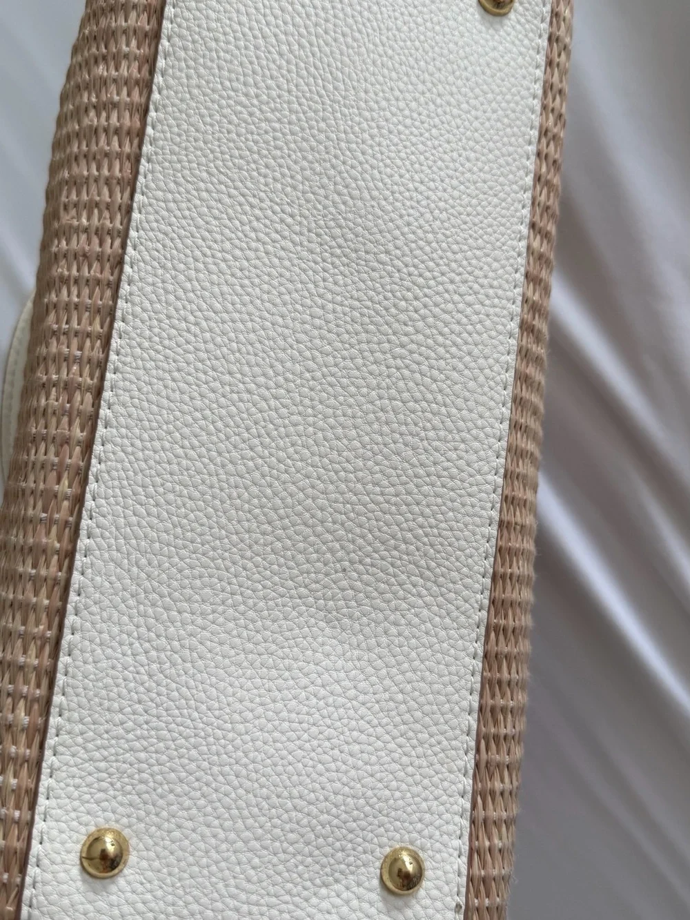 Nanette Lepore White & Natural Woven Satchel